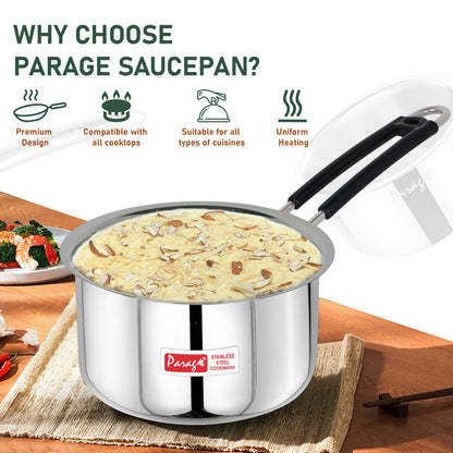 Saucepan | 1.25l, 1.75l | Stainless Steel | Silver | Heavy Gauge