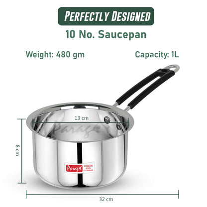 Stainless Steel Saucepan | 1L Heavy Gauge | Silver