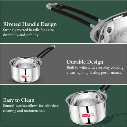 Stainless Steel Saucepan | 1L Heavy Gauge | Silver