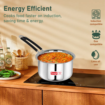 2pc Stainless Steel Saucepan Set | 1L & 1.25L | Silver