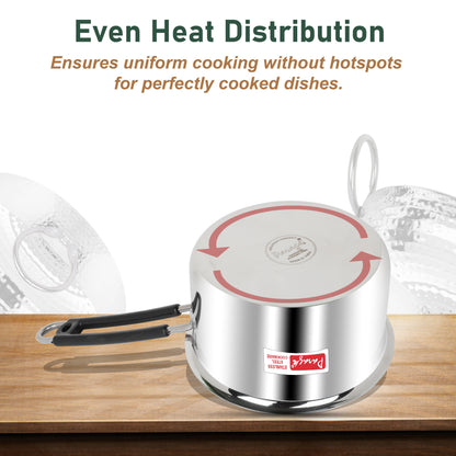 2pc Stainless Steel Saucepan Set | 1L & 1.25L | Silver