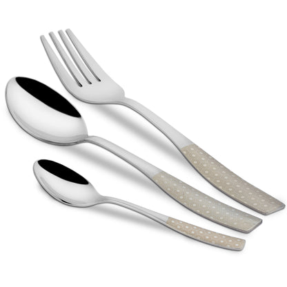 18 Pieces Stainless Steel Premium Cutlery Set - Spoons & Forks, Silver Dazzle Design