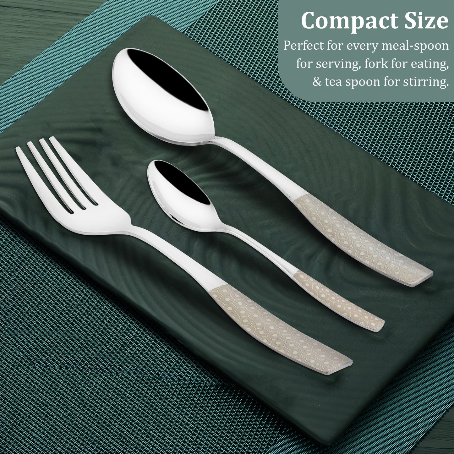 18 Pieces Stainless Steel Premium Cutlery Set - Spoons & Forks, Silver Dazzle Design