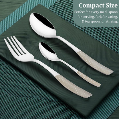 18 Pieces Stainless Steel Premium Cutlery Set - Spoons & Forks, Silver Dazzle Design