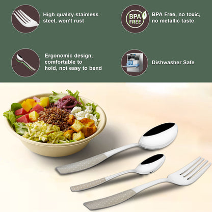 18 Pieces Stainless Steel Premium Cutlery Set - Spoons & Forks, Silver Dazzle Design