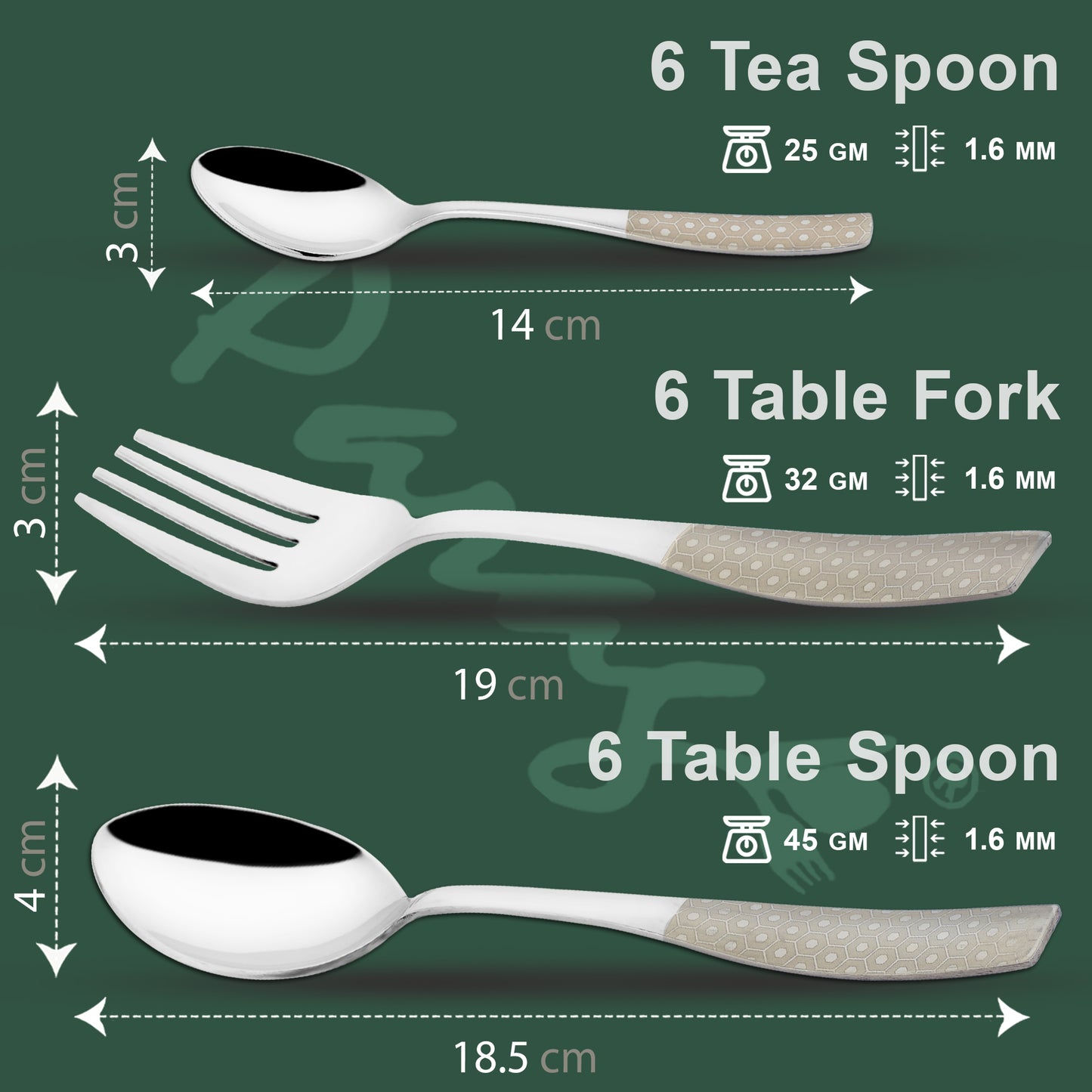 18 Pieces Stainless Steel Premium Cutlery Set - Spoons & Forks, Silver Dazzle Design