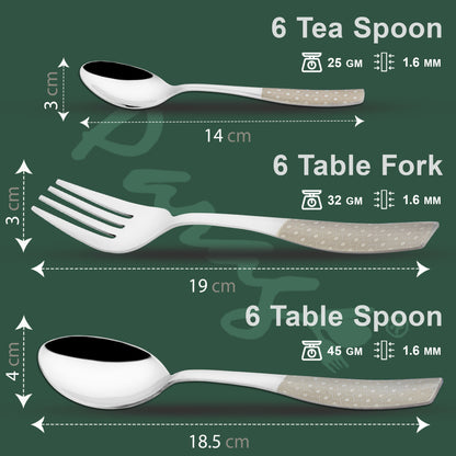 18 Pieces Stainless Steel Premium Cutlery Set - Spoons & Forks, Silver Dazzle Design