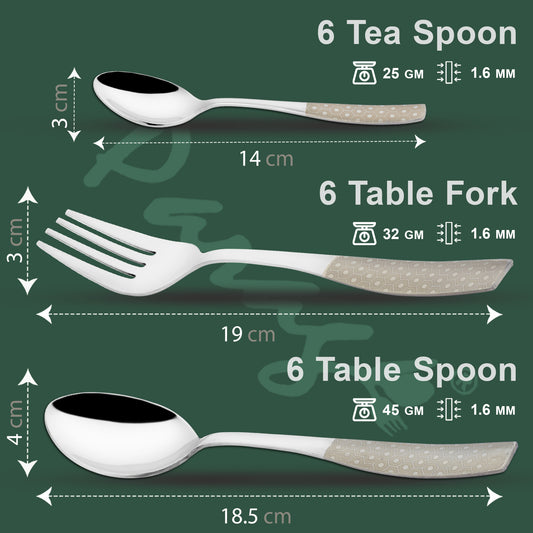 18 Pieces Stainless Steel Premium Cutlery Set - Spoons & Forks, Silver Dazzle Design
