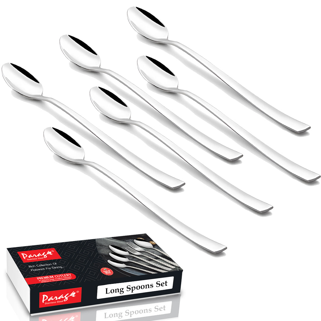 12 Pieces Stainless Steel Soda Spoons | Long Handle Ice Cream & Milkshake Spoon | 20.5 cm, Silver