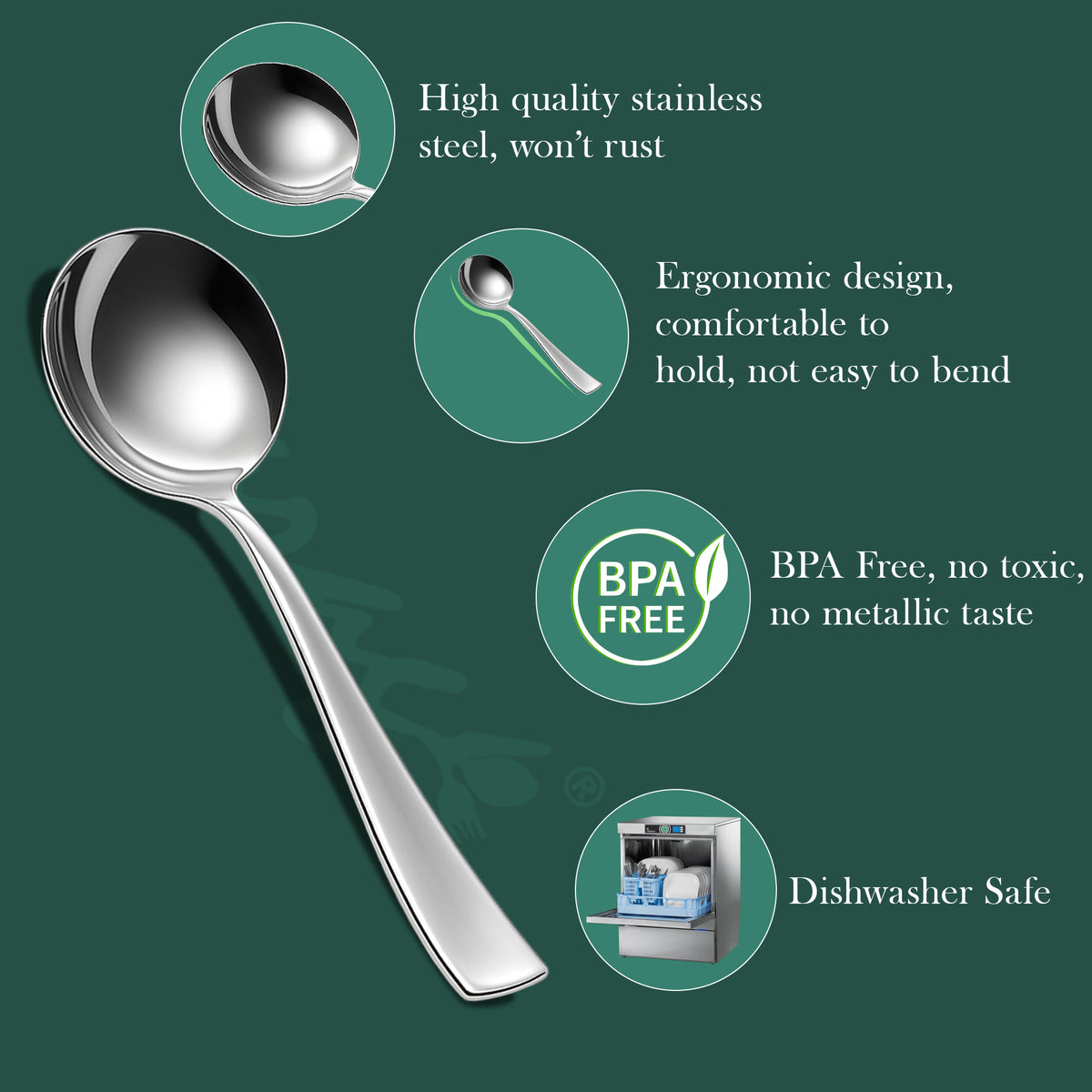 Soup Spoon Set 18.5cm, 6 piece Stainless Steel Silver – Parage