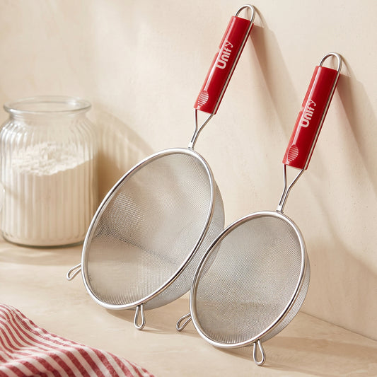 Strainer & Colander | 11cm, 16cm | Stainless Steel | Red Handle