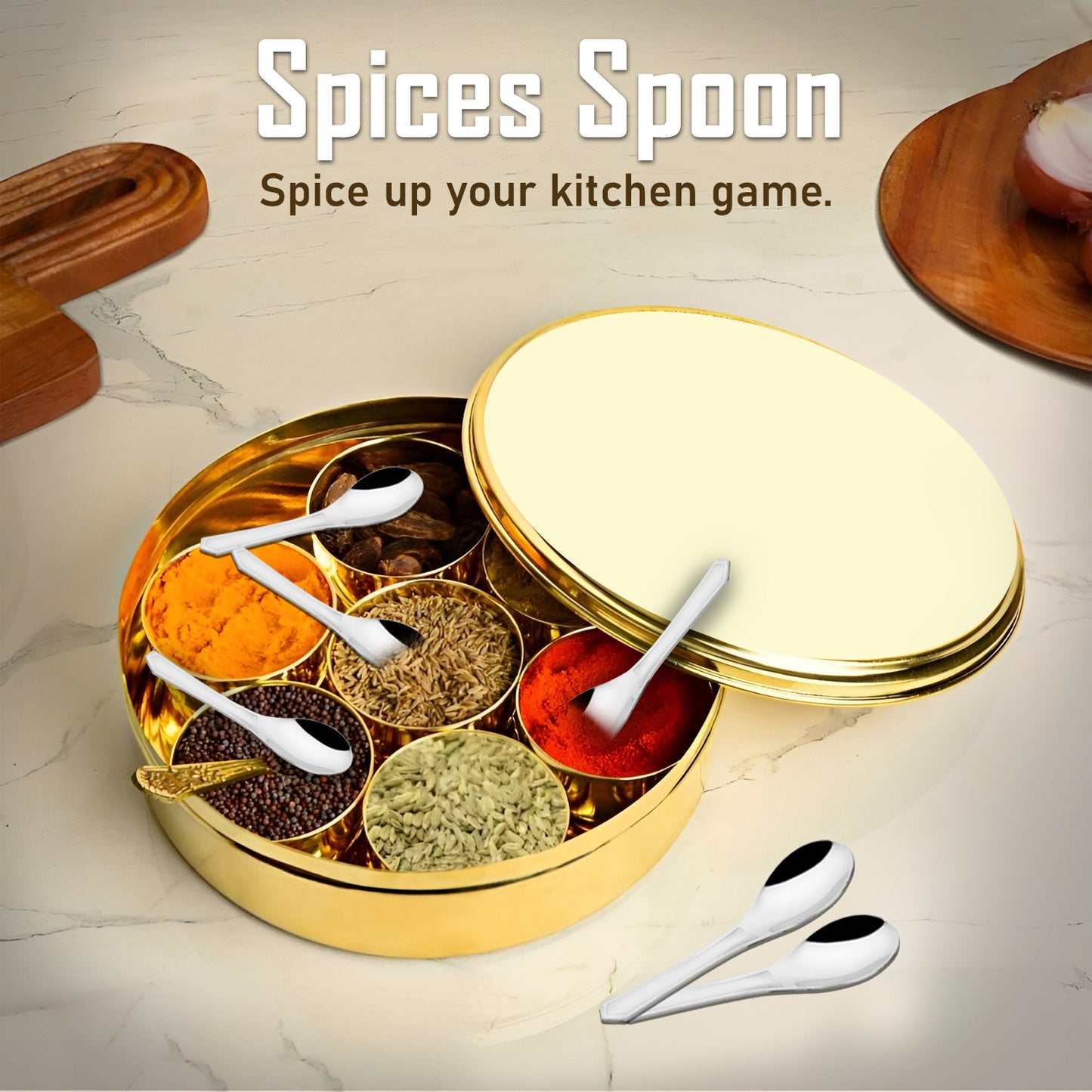 12 Pcs Stainless Steel Small Spoon Set | 9 cm Mini Masala & Spice Spoons
