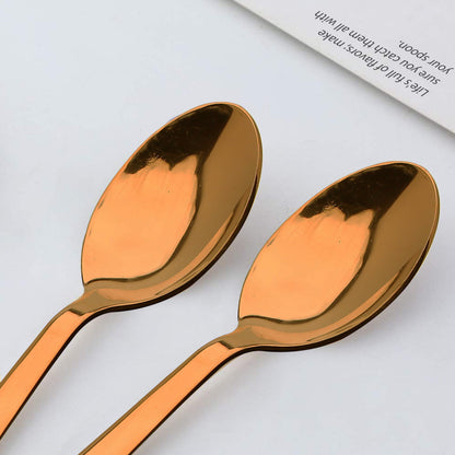 6-Piece Stainless Steel Rose Gold Dinner Spoon Set | 16cm Premium Spoons, Luxury Tableware & Housewarming Gift