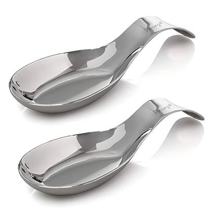 2-Piece Stainless Steel Spoon Rest for Kitchen & Dining | Cooking & Serving Holder