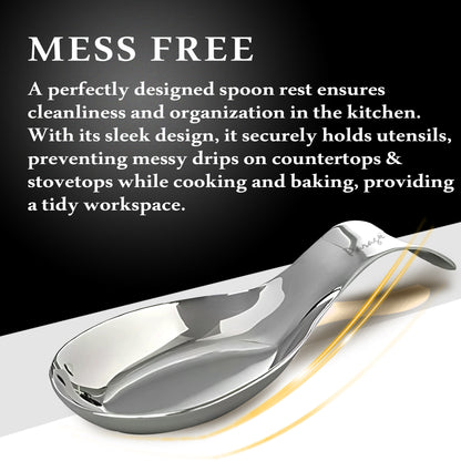 2-Piece Stainless Steel Spoon Rest for Kitchen & Dining | Cooking & Serving Holder
