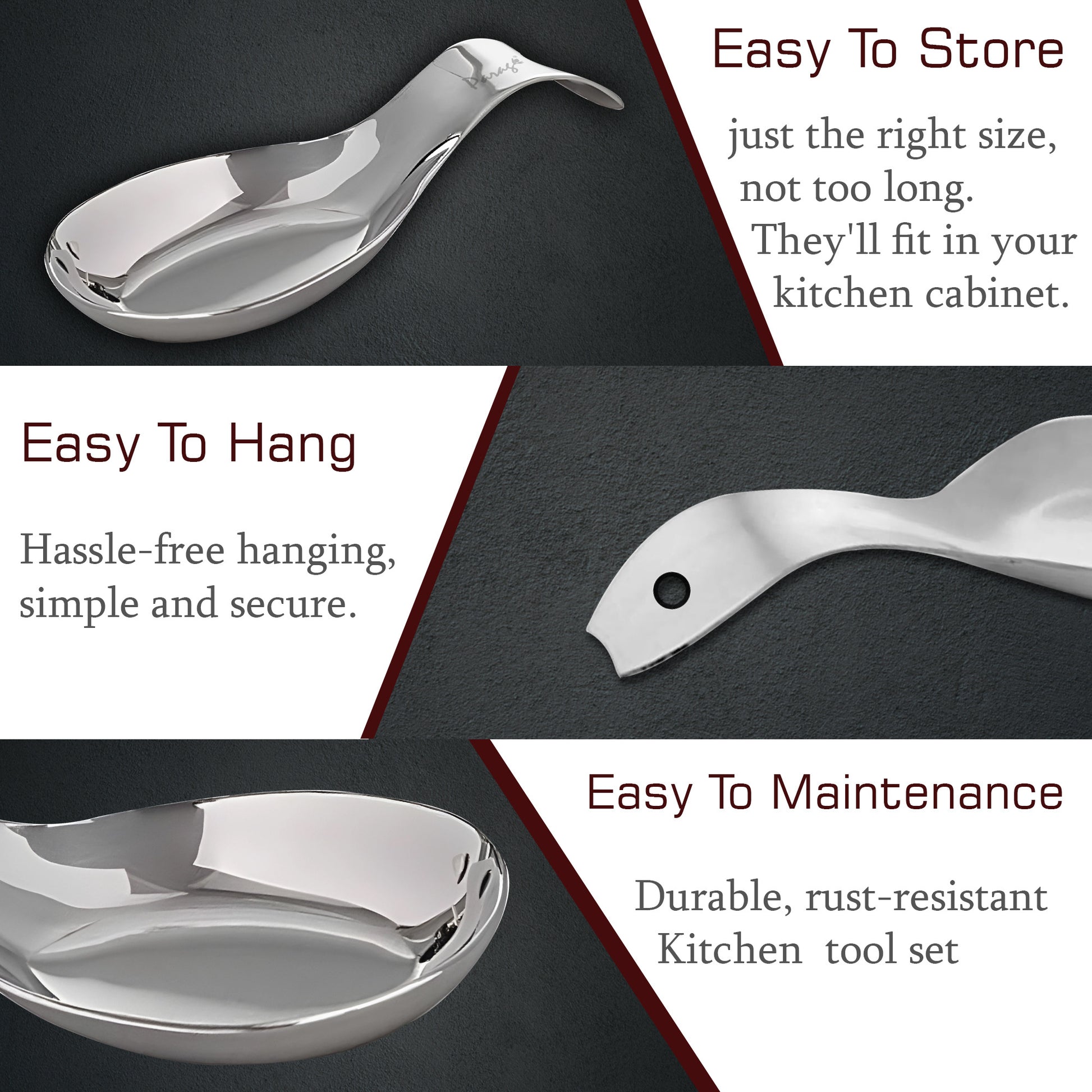 2-Piece Stainless Steel Spoon Rest for Kitchen & Dining | Cooking & Serving Holder