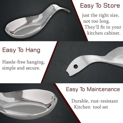 2-Piece Stainless Steel Spoon Rest for Kitchen & Dining | Cooking & Serving Holder