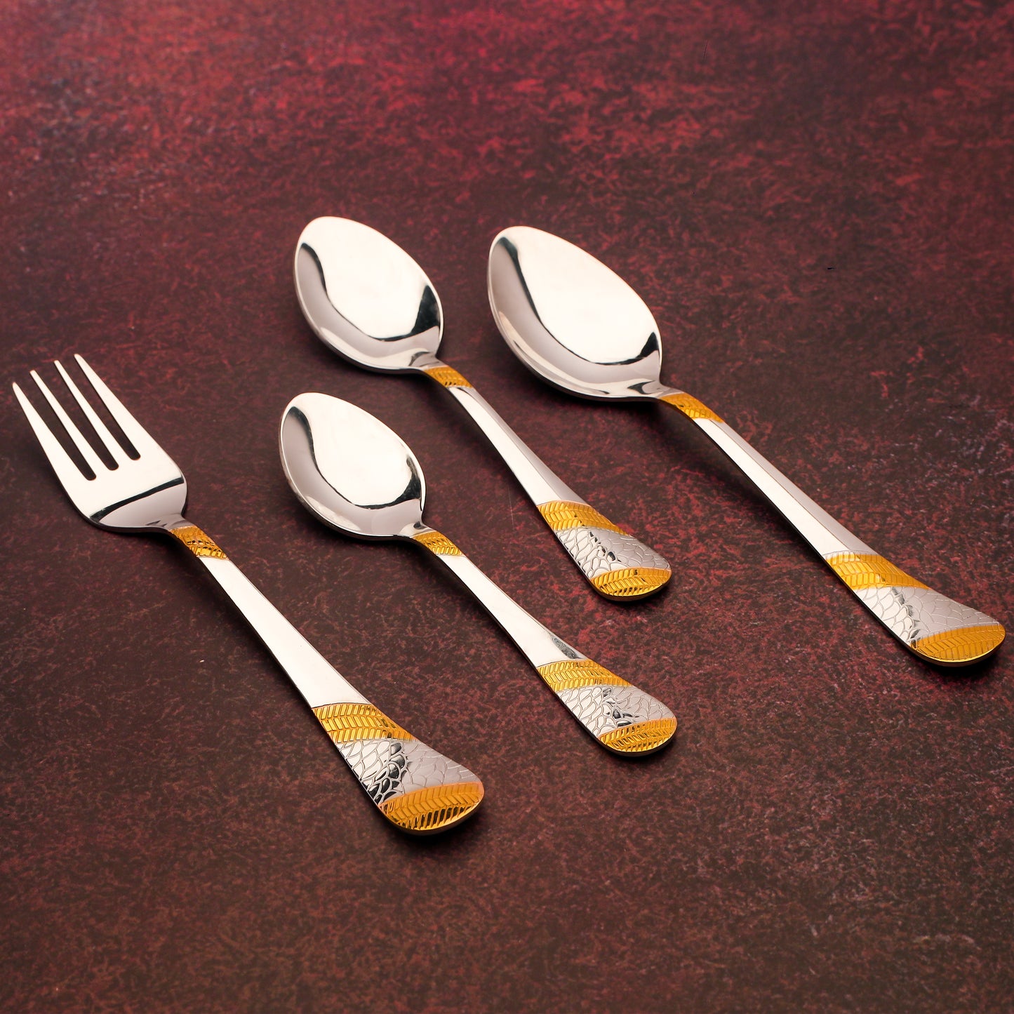 24pc Impress Stainless Steel 24k Gold Cutlery | Spoons Forks | Dining