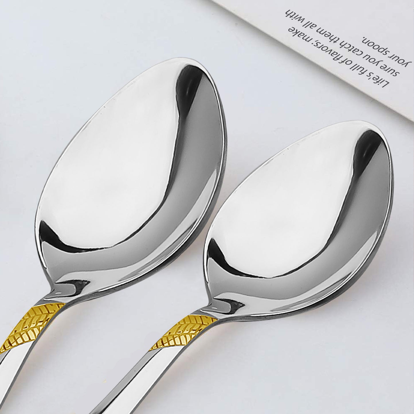 6-Piece Stainless Steel Table Spoon Set | 18cm Premium Large Spoons, Luxury Tableware & Gift (Silver), Imperial Design