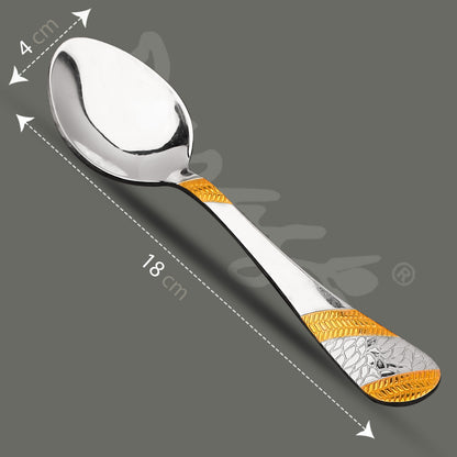 6-Piece Stainless Steel Table Spoon Set | 18cm Premium Large Spoons, Luxury Tableware & Gift (Silver), Imperial Design
