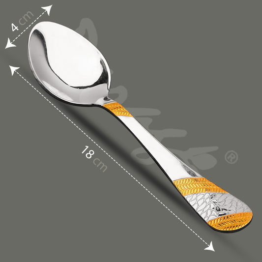 6-Piece Stainless Steel Table Spoon Set | 18cm Premium Large Spoons, Luxury Tableware & Gift (Silver), Imperial Design