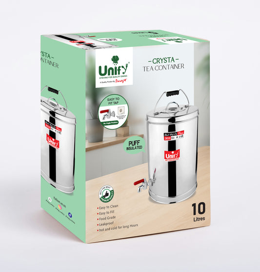Stainless Steel Tea Container 10 Litre | Large Airtight Tea Storage Can | Food-Grade & Rust-Resistant, Café & Canteen Use