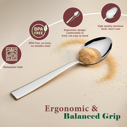12-Piece Stainless Steel Tea Spoon Set | 14.5 cm Small Spoons for Tea, Coffee & Spices (1.8mm, Silver)