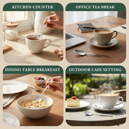 12-Piece Stainless Steel Tea Spoon Set | 14.5 cm Small Spoons for Tea, Coffee & Spices (1.8mm, Silver)