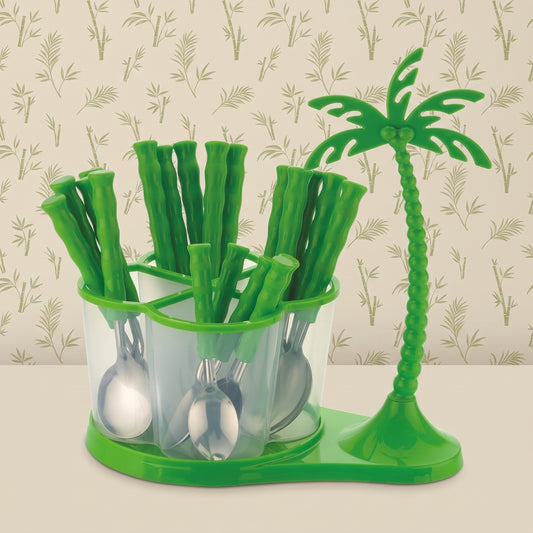 Cutlery Set | 25 pcs | Stainless Steel | Green | Premium