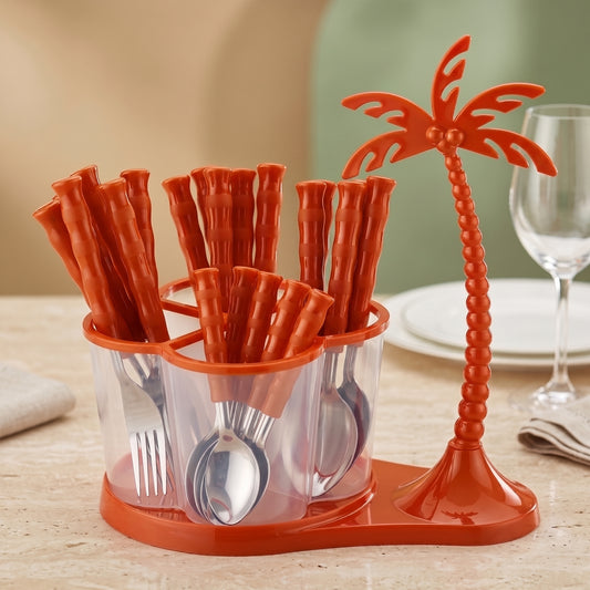 Cutlery Set | 25 piece | Stainless Steel | Red | Premium