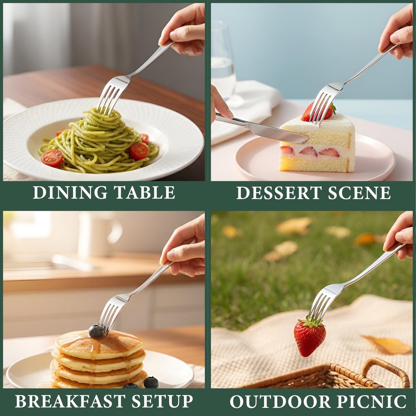 12 Pieces Stainless Steel Dinner Forks Set for Home, Kitchen & Dining Table