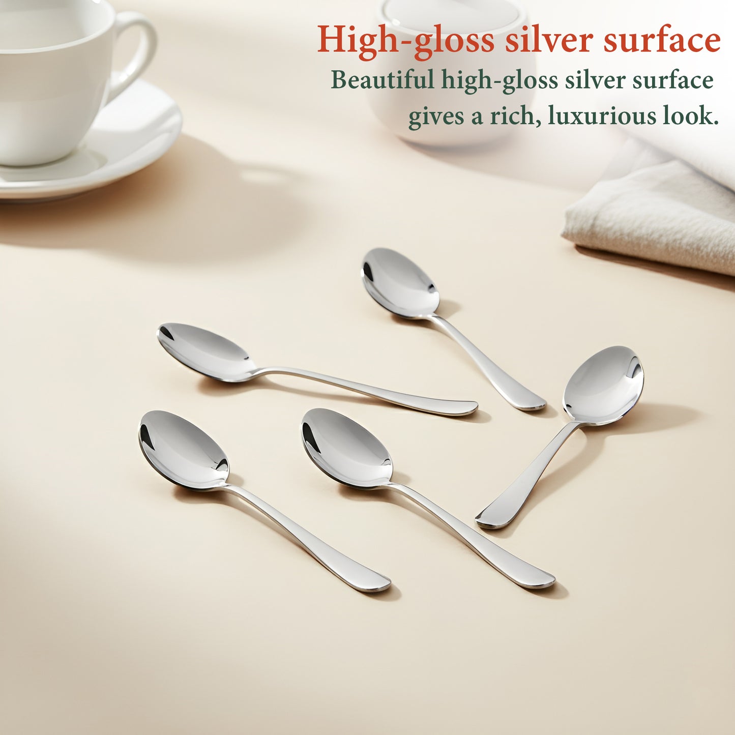 12 Pcs Stainless Steel Tea Spoon Set - Coffee, Sugar & Condiments, 14.5cm