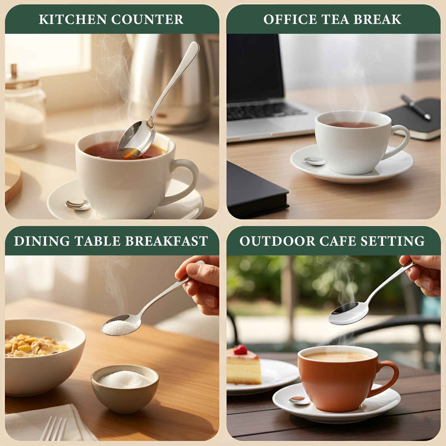 12 Pcs Stainless Steel Tea Spoon Set - Coffee, Sugar & Condiments, 14.5cm