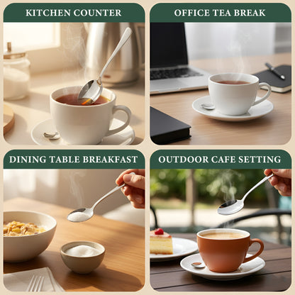12 Pcs Stainless Steel Tea Spoon Set - Coffee, Sugar & Condiments, 14.5cm
