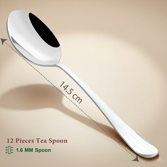 12 Pcs Stainless Steel Tea Spoon Set - Coffee, Sugar & Condiments, 14.5cm