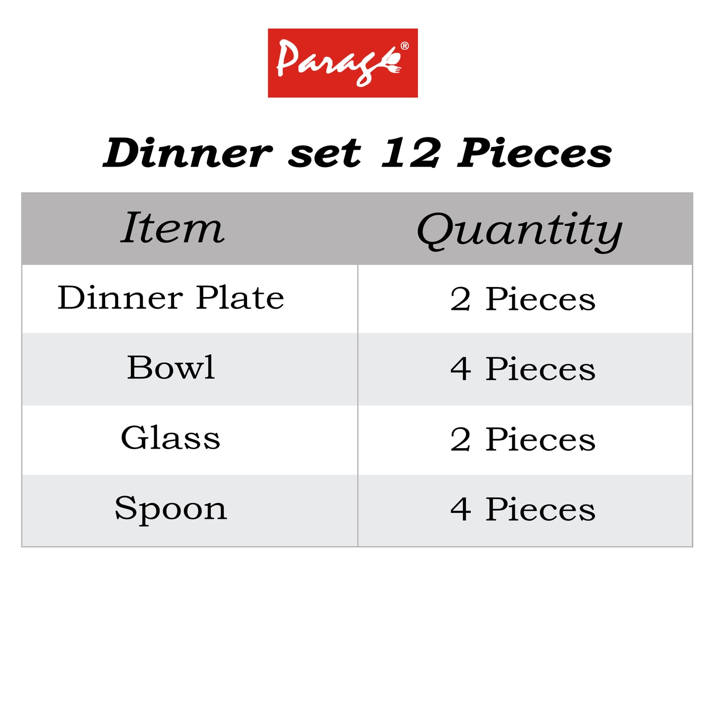 12pc Stainless Steel Dinner Set | Heavy Gauge Thali | Serves 2 | Sanskrit Plain Design