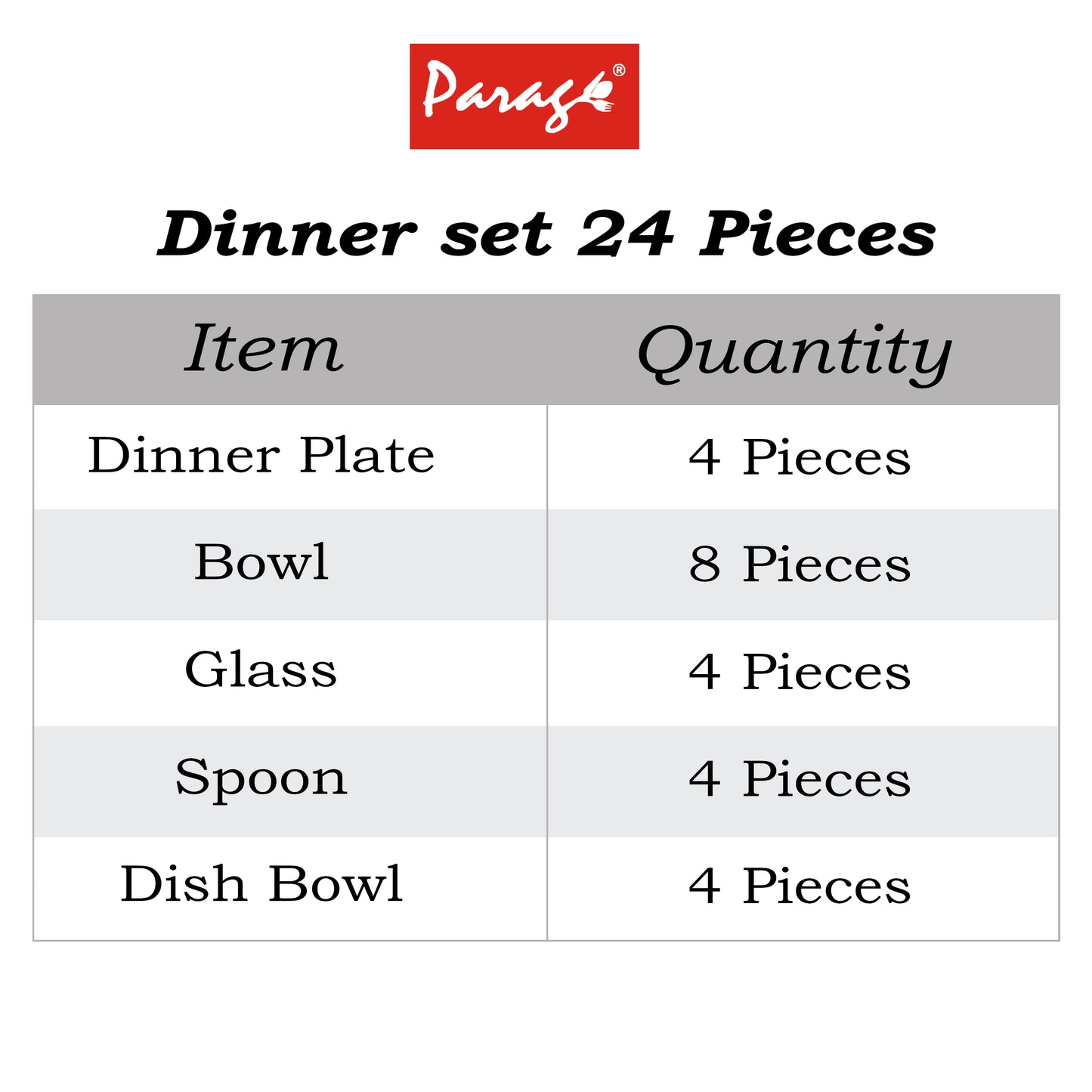 24pc Stainless Steel Dinner Set | Plates Bowls Glasses | Silver
