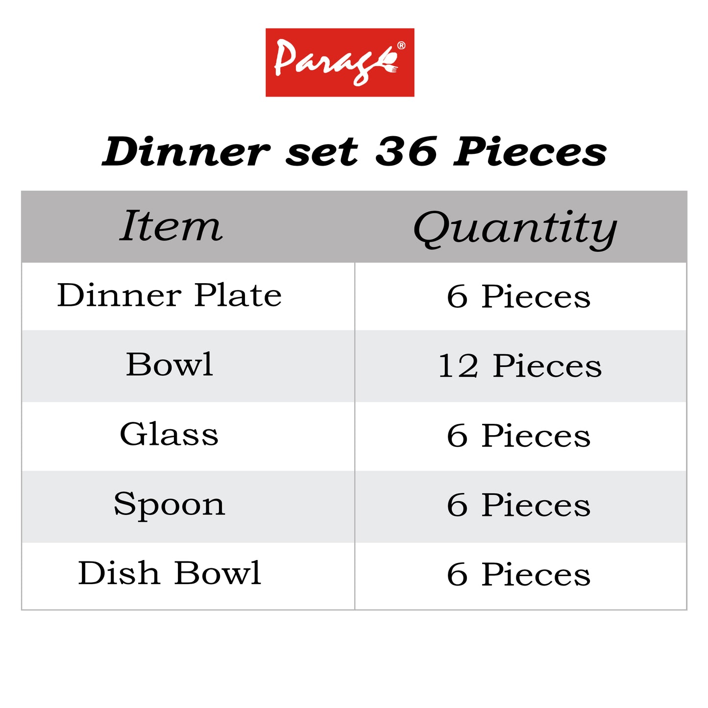 36pc Stainless Steel Dinner Set | Plates Bowls Glasses | Silver
