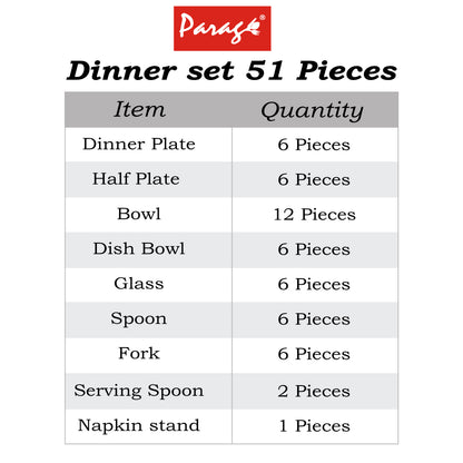 51pc Stainless Steel Dinner Set | Heavy Gauge | Serves 6