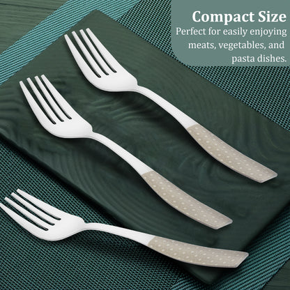 6 Pcs Stainless Steel Premium Table Fork Set - 19 cm Luxury Dining Tableware, Silver Cutlery Gift