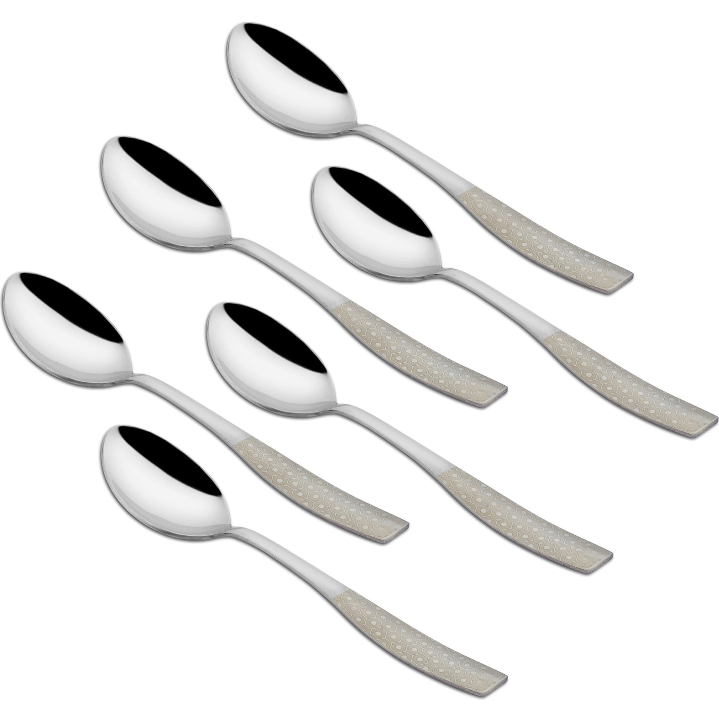 6 Pcs Stainless Steel Premium Table Spoon Set - 18.5 cm Luxury Dining Tableware, Silver Gift Set