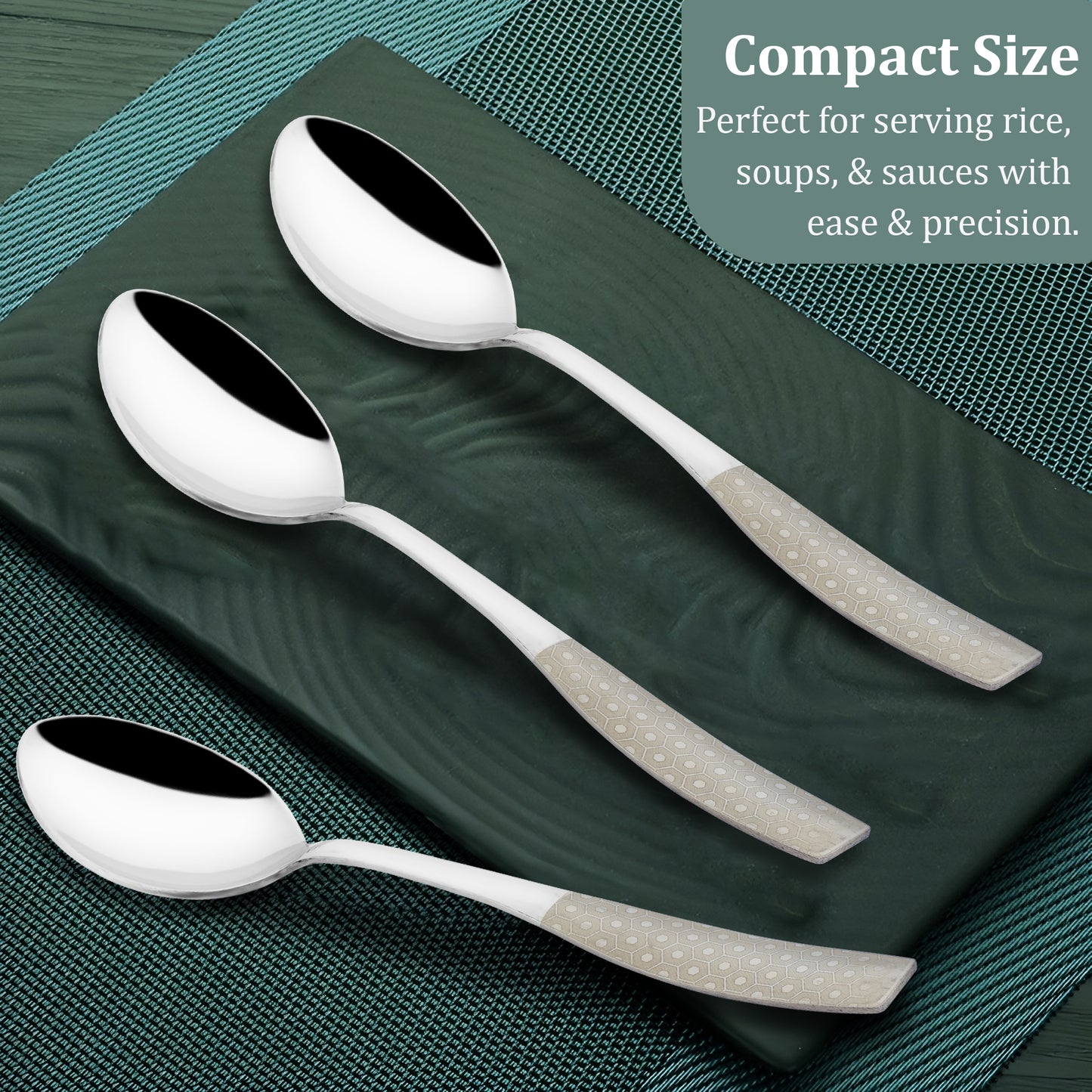 6 Pcs Stainless Steel Premium Table Spoon Set - 18.5 cm Luxury Dining Tableware, Silver Gift Set