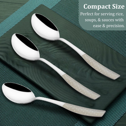 6 Pcs Stainless Steel Premium Table Spoon Set - 18.5 cm Luxury Dining Tableware, Silver Gift Set