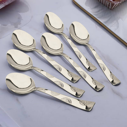 6-Piece Stainless Steel Tea Spoon Set | 14 cm Premium Small Spoons for Home & Kitchen (Silver)