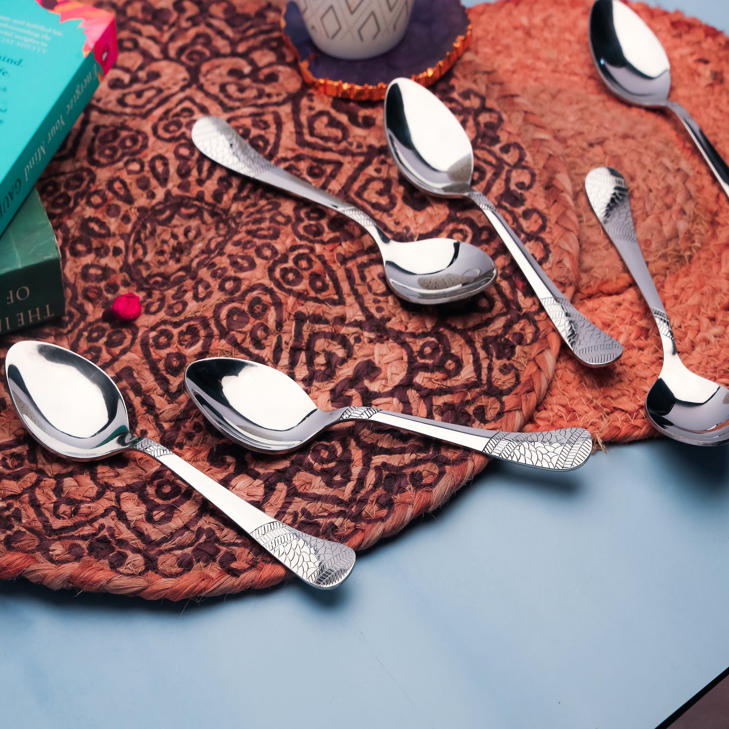 6-Piece Stainless Steel Tea Spoon Set | 13.5cm Premium Small Spoons, Luxury Tableware & Gift (Silver), Imperial Design