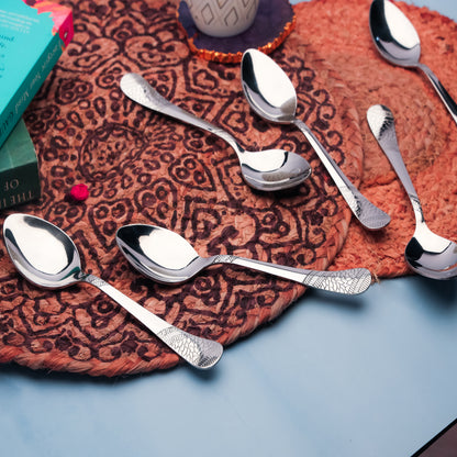 6-Piece Stainless Steel Tea Spoon Set | 13.5cm Premium Small Spoons, Luxury Tableware & Gift (Silver), Imperial Design