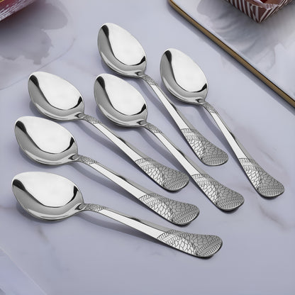 6-Piece Stainless Steel Tea Spoon Set | 13.5cm Premium Small Spoons, Luxury Tableware & Gift (Silver), Imperial Design