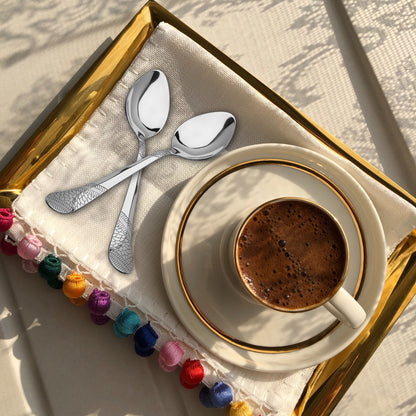 6-Piece Stainless Steel Tea Spoon Set | 13.5cm Premium Small Spoons, Luxury Tableware & Gift (Silver), Imperial Design