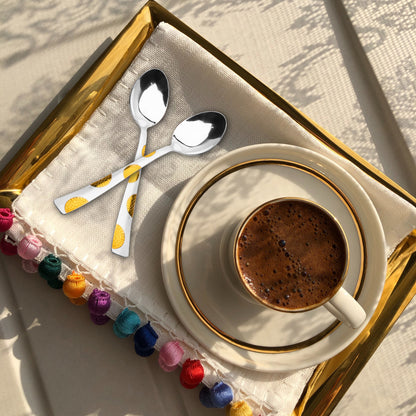 6-Piece Stainless Steel 24K Gold Tea Spoon Set | 14cm Premium Small Spoons, Luxury Tableware & Housewarming Gift, Moonpress Design