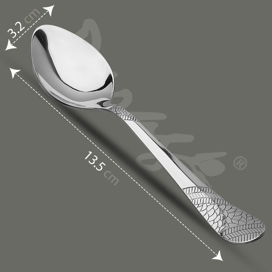 6-Piece Stainless Steel Tea Spoon Set | 13.5cm Premium Small Spoons, Luxury Tableware & Gift (Silver), Imperial Design